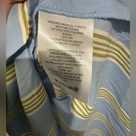 NEW Anthropologie Maeve Short Sleeve Crossover Midi Dress Stripe Blue XL NWT - Picture 10 of 10